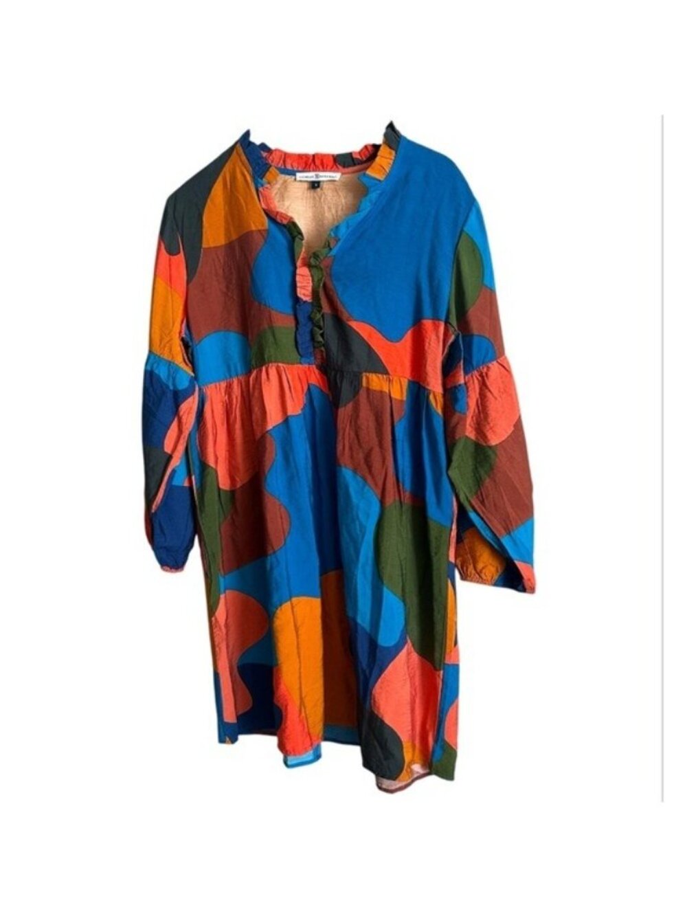 MICHELLE MCDOWELL Geometry Multicolored Balloon Sleeves Dress Size Small - Picture 13 of 16